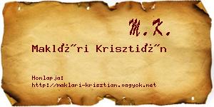 Maklári Krisztián névjegykártya